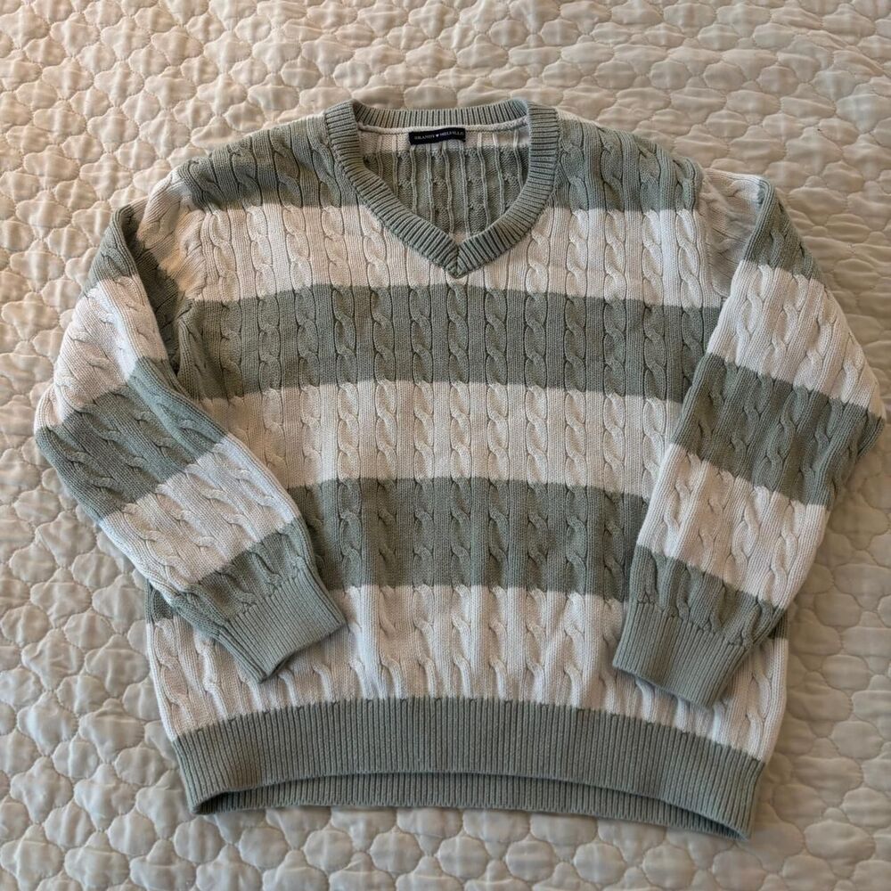 Brandy Melville Women’s Twee Striped V-Neck Sweater One Size